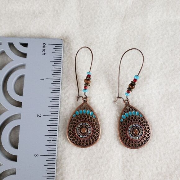 Boho Tear Drop Sparkle Earrings - Picture 3 of 3